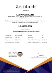 AAB Industries ISO 45001:2018 certified
